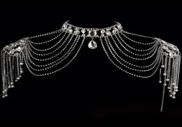 Impressionante cristal strass borla xale jaqueta imagem real prata nupcial envolve bolero vestido de casamento decoração jóias acessório w5870898