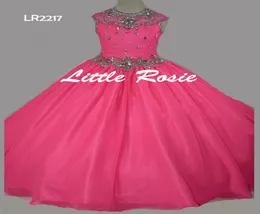 Bellezza Fucsia Bianco Giallo Perline di chiffon Abiti da ragazza di fiori Ragazze039 Abiti da spettacolo VacanzeAbito di compleannoGonna personalizzata Taglia5005834