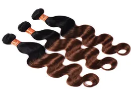 Ombre Body Wave Hair Weaves Brazilian Peruvian Malasysian Virgin Hair Bundles 1B30 Two Tone Dark Roots Brazilian Blonde Human Ha1370190