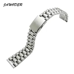 Jawoder Watchband 16 18 20 22mm Pure Solid Stail Steel Plishing Watch Watch Band Band Stid Buckelets 261r