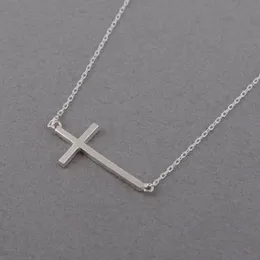 1 geometrische horizontale seitliche Kreuz-Religions-Anhänger-Halskette, einfach, winzig, klein, Glaube, christlich, glücklich, Frau, Mutter, Herren, fa266d