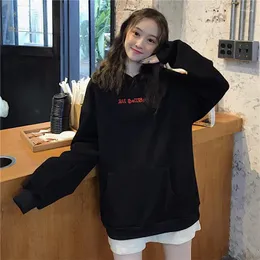 Hoodies femininos wyblz primavera outono mulheres high street harajuku bonito sweatshirts punk gótico diabo chifre solto chique com capuz pulôver suor