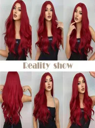 Nxy Henry Margu Colored Burgundy Wavy Synthetic Wigs Long Wine Red Natural for Women Halloween Cosplay Party耐熱Wig 221333652