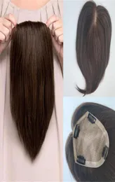 Topper per capelli con base in seta di colore marrone più scuro per capelli diradati da donna con clip di diverse dimensioni nella frangia superiore del parrucchino51472767233972