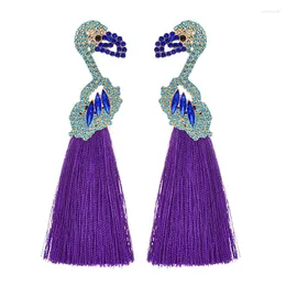 Orecchini pendenti ZHINI Boemia etnica lunga nappa fatta a mano per le donne Semplice punk colorato cristallo pappagallo orecchino a goccia regalo per feste