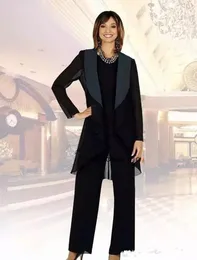 2018 New Black Chiffon Mother of the Bride Suits Plus Size Cheap Mother of Bride Groom Pant Suit for Wedding Pant Suit4681990