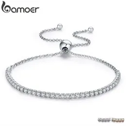 Bamoer Offerte di marca in primo piano Bracciale in argento sterling 925 con filo scintillante Bracciale da donna con collegamento tennis Gioielli in argento Scb029 T190702246c