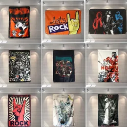 Poster di arte musicale rock, arazzo da parete, sfondo, decorazione, bandiera da appendere alla parete - Fai dondolare la tua stanza del dormitorio con questa decorazione da parete di arte musicale punk e striscione sospeso a1