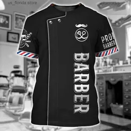 Homens camisetas Barber Shop Camisa Mens Camisetas 3D Impresso Personalizado Mens Roupas O-pescoço Oversized Barato Curto Slve Tops Cool Punk Strtwear Y240315