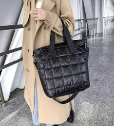 Evening Bags Winter Shoulder Bags For Women2021 Quilt Padded Black Nylon Handbag Large Capacity Travel Shopper Cotton Totes Female8510162