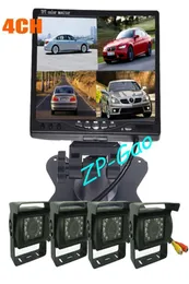 4x 18LED IR CCD Reversing Backup Camera 7Quot LCD 4CH WEWNĘTRZA WEJŚCIA KWATOWANY MONITOR MONITOR CAR ZESTAW KIT6559188