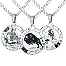 Collane con ciondolo Collana zodiacale in acciaio inossidabile Bilancia Scorpione Simbolo Commercio all'ingrosso Uomo Donna Orocopo Gioielli Goccia