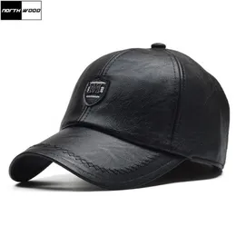 Northwood Pu Deri Kış Beyzbol Kapağı Erkekler Kulakslar Casquette Homme Hat Yüksek Kaliteli Gorras Para Hombre Ayarlanabilir 210726203W