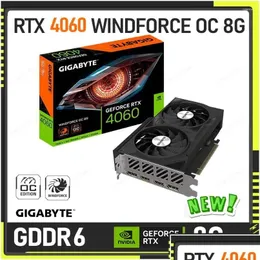 Видеокарты Gigabyte Geforce Rtx 4060 Windforce Oc 8G Карта 8 ГБ 128-бит Pci-E 4.0 Gddr6 Видео Двойные вентиляторы Разгон Drop Deliver Dh8Yt