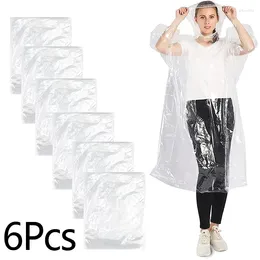 Raincoats 6 pçs descartável transparente capa de chuva adulto emergência impermeável chuva para mulheres homens viagem acampamento caminhadas capa poncho