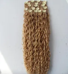 mongolian curly hair weft clip in natural kinky curl weaves unprocessed virgin remy blonde human extensions2121753