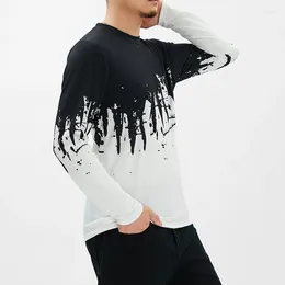 Magliette da uomo Uomo Basic Casual Contrasto di colore Girocollo Manica lunga Top Pullover Abiti primaverili per Vcation Streetwear