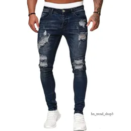 Модные мужские джинсы, синие джинсы скинни с дырками, простые узкие брюки на молнии, дышащие и удобные мужские брюки 710