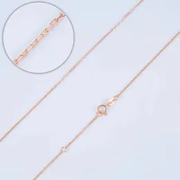 Chains Real Pure 18K Rose Gold Chain Women Gift Lucky 0.8mm Square O Link Necklace 1.99g/45cm