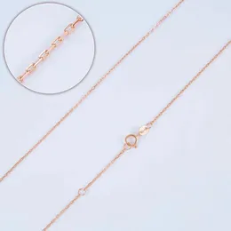 Łańcuchy Real Pure 18K Rose Gold Chain Dift Lucky 0,8 mm kwadrat o link Naszyjnik 1,99 g/45 cm