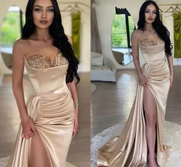 New Glitter Sequins Evening Dress 2024 Bezpoślizgowe koraliki Side Split Syrenca Long Women Prom Formal Party Suknie Robe de Soiree Yd