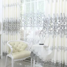 Шторы европейские роскошные полые растворимые оконные ширмы с вышивкой, шторы для гостиной, спальни, оконные шторы, прозрачная ткань #4