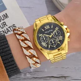 Wristwatches 2pcs مجموعة 2024 الرجال الفاخرة أزياء الساعات الأعمال البسيطة wristwatch ساعة الكوارتز ساعة على مدار الساعة Relogio Maschulino
