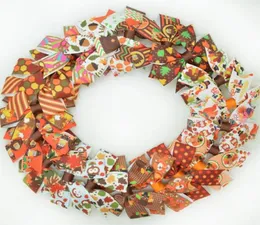 SUPWRF 20pcs lot 3 1 Inch Thanksgiving Printed ribbon Bows Clips Girl039s hair bow Headware Kids Hair Accessories MIX T0929281Q6929460