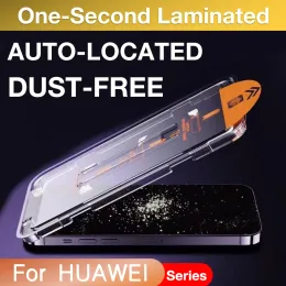 Huawei P50 P40 P30 MATE를위한 템퍼 유리 스크린 보호기 업그레이드 유리 스크린 보호기 50 30 50E Nova 11 Y9 6 7 9 먼지 무료 보호 필름 Easy 설치 자동 가루 제거 키트.