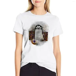 Kvinnors polos Spooky Library T-shirt Animal Print Shirt for Girls Summer Top Blueses 2024