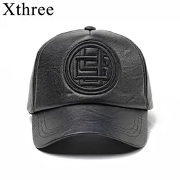 xthree fall winter leather baseball cap faux leather winter hat snap back hat for men casual cap hat fashion high quality 220115249U