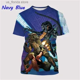 Erkek Tişörtleri Yeni Predator Unisex Mens 3D Baskılı T-Shirt Sıradan Moda Kısa Slve Üst Tasarımcı Grafik T Shirt Ropa Hombres Ucuz Tshirt y240321
