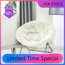 Móveis de acampamento Pires Cadeiras Urban Shop Mongolian Faux Fur Oversized Moon Chair Branco YQ240315