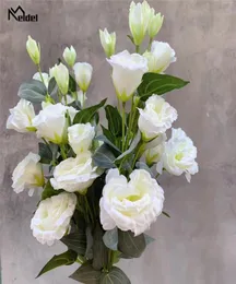 Fiori nuziali Meldel Bouquet fai da te Fiore artificiale Seta Lisianthus Decorazione della tavola per feste domestiche Disposizione di rose finte9076224