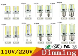 Dimble LED -lampor SMD 3014 LED -glödlampa G4 G8 G9 E11 E12 14 E17 Crystal Silicone Spotlight lampor 110V 220V 64 152 LEDS5594821