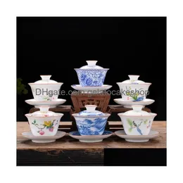 Chá Tureen Gaiwan Dehua Sancai Tigela Única Pintada à Mão Padrão Tradicional Chinês Er Drop Delivery Home Garden Kitchen Dining Bar T Dhcjp