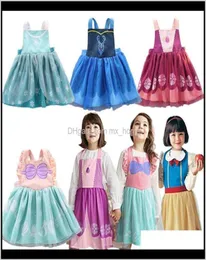 Roupas de bebê bebê maternidade entrega entrega 2021 crianças menina dos desenhos animados avental vestido 5 princesa fantasia oilproof arco cinta vestidos de renda ope3707163