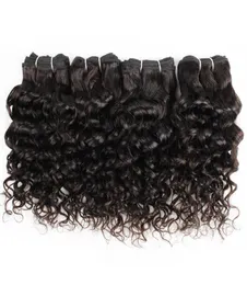 4st Hårbuntar Vattenvåg 50GPC Natural Color Indian Mongolian Curly Virgin Hair Weave Extensions for Short Bob Style8267225