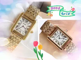 Elegant mode lyxkvinnor tittar på Rose Gold Silver Small Bee Trend Round Clock 28mm Quartz Movement Solid Fine Fine rostfritt stål Square Roman Tank Dial Wristwatch