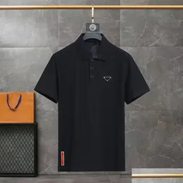 Mens Polos Tshirts Tasarımcı Yaz Yüksek Kaliteli Gömlek Moda Stand Yakası Plover Düğmesi T-Shirt Lüks Sıradan Erkekler S Tees Ters Tri OTXV6
