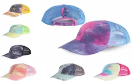 Summer Mesh Ponytail Baseball Cap Hats Fashion Tie Dye Snapback Caps för utomhussporthatt IIA1248879698