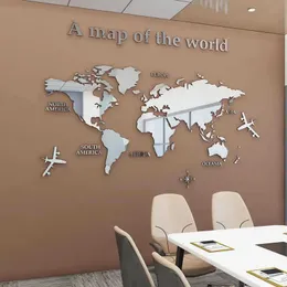 Mapa świata akrylowe lustro naklejki ścienne do salonu dekoracja klasowa plakaty samoprzylepne dekoracje biura dekoracja domu 240312