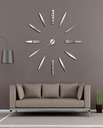 Relógio de parede 3d espelhado sem moldura, faça você mesmo, grandes adesivos mudos para sala de estar, quarto, decoração de casa, grande time2619760