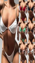 Kedjor design bikini sexig delad vadderad push up baddräkt kvinnor charmig elegant baddräkt badkläder för kvinnor3699379