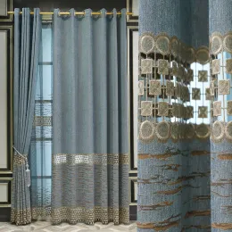 カーテン水溶性中空刺繍カーテンシェニールヨーロッパスタイルの黒いアウトカーテンのためのダイニングルームの寝室のためのカーテン