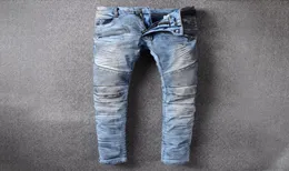 1038 New France Pierre Jeans Men Biker Skinny Slim Denim 바지 카우보이 유명한 브랜드 지퍼 디자이너 Mens Designe7445217