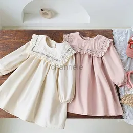 Kız Elbiseleri 2023 Kızlar Sonbahar Elbiseler Yeni Çocuk Sarayı Stili Çocuklar Tiny Dantel Nakış Prenses Partisi Retro Bahar Dress1-7Year 240315
