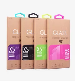 100pcs For Tempered Glass Packing Box Kraft Paper Packaging for Screen Protector Film with Custom Stickers for iPhone X 8 8 Plus3248181