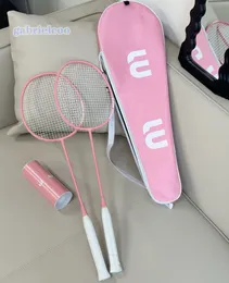 Designer-Rosa-Badmintonschläger-Set mit klassischem Buchstaben-Logo, Haushalts-Badmintonschläger-Aufbewahrungstasche, weibliches Mädchen, Outdoor-Sport-Set, Studenten-Badmintonschläger