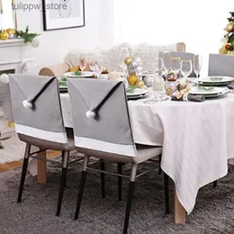 Stuhlhussen, 4-teilig, Weihnachts-Stuhlhussen, Dekor-Set, Weihnachtsmann-Mütze, Schneeflocke, Stuhl, Weihnachtsmütze, Küche, Esszimmerstuhl-Schonbezüge-Set L240315